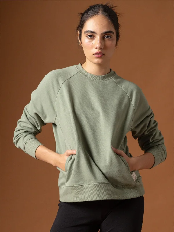 Statement pieces for the confident woman   Women's Light Green Organic Cotton Regular Fit Sweatshirt