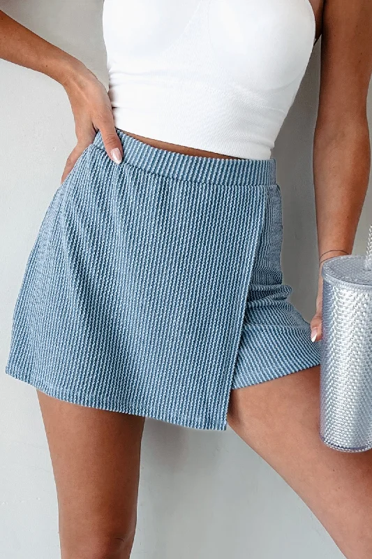Fashion-forward styles that make a statement   Ivonne Wasabi + Mint Ribbed Skort (Light Denim)