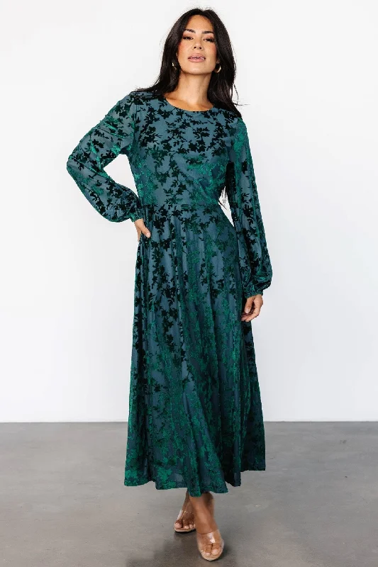 Dress up or down with these versatile pieces   Thora Velvet Dress | Emerald Floral
