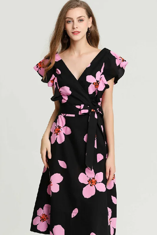 Kate Spade New York Cap Sleeve V-neck Floral Fit & Flare Dress