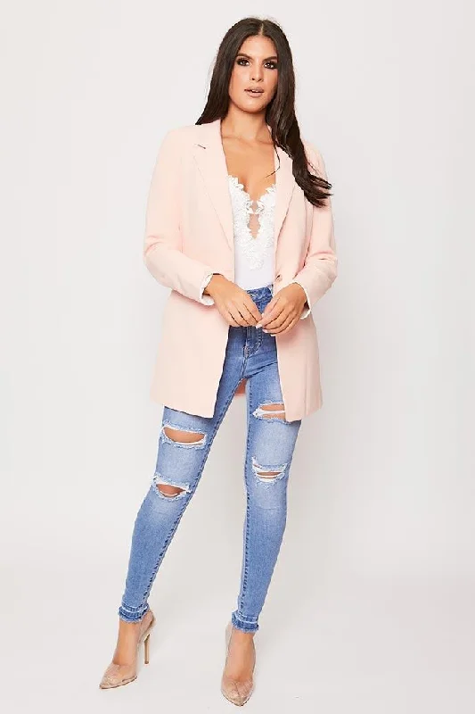 Ruby - Pink Longline Side Zip Blazer