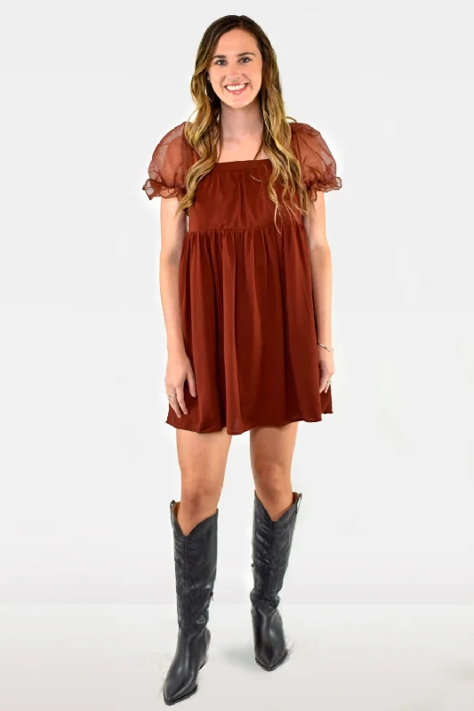 Square Neck Mini Babydoll Dress by Entro Clothing