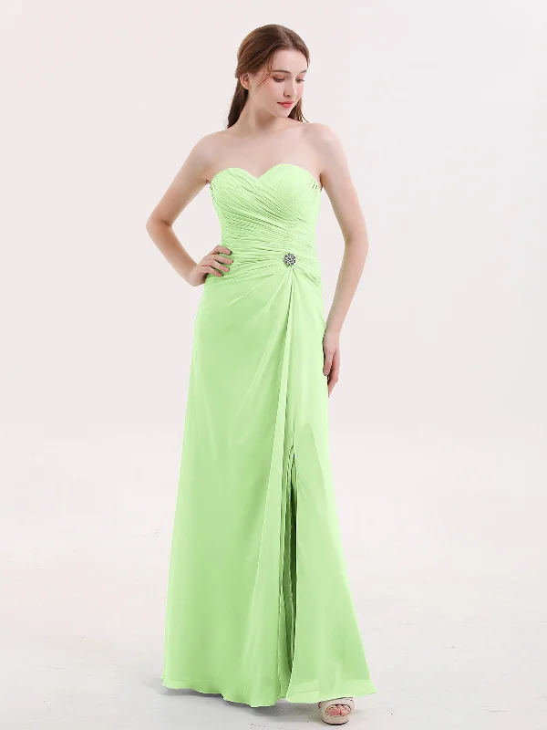 Perfect fashion pieces for the busy woman   Strapless Sweetheart Neck Dress with Slit-Sage