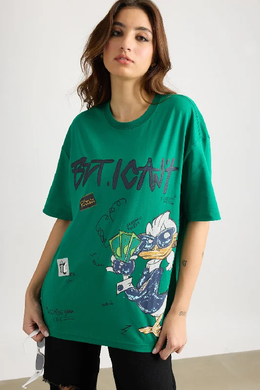Soft, breathable fabrics for fashionable women   Green I Can't Graphic T-Shirt