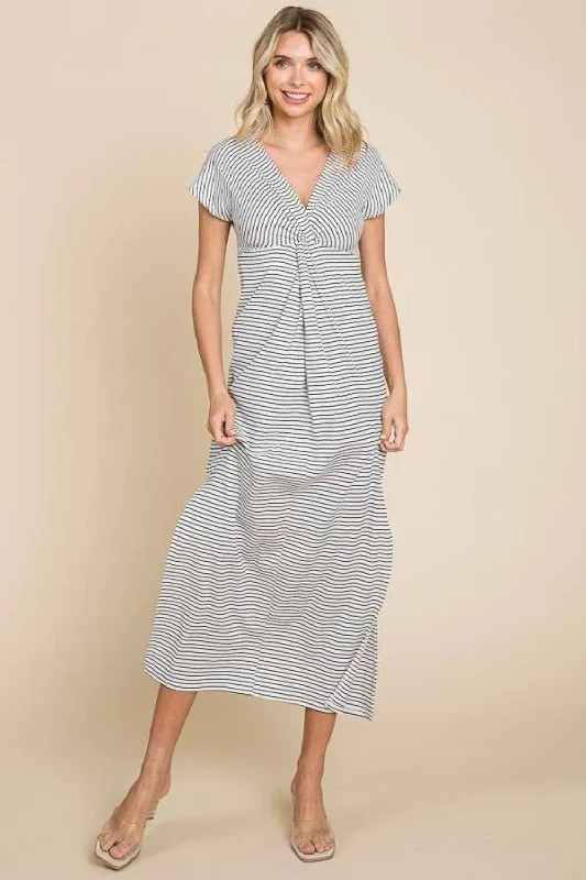 Sporty-chic women’s apparel for active lifestyles   Full Size Striped Twisted Detail Dress