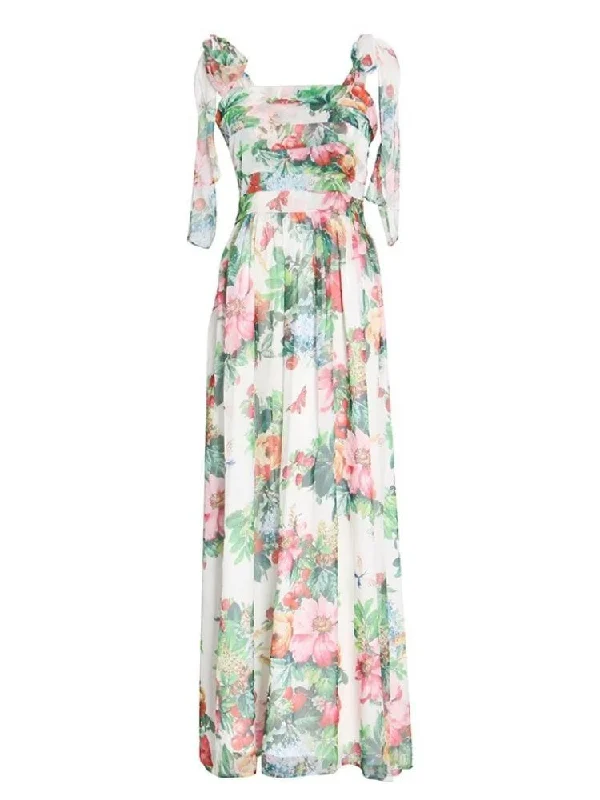 Joi Floral Gown Dress - Green Floral