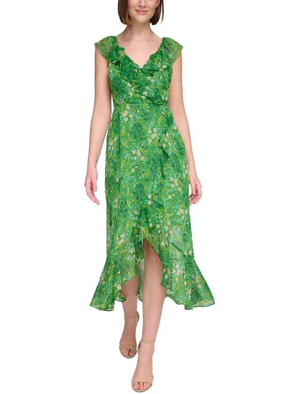 Refresh your closet with chic and comfy styles   Womens Faux Wrap Chiffon Wrap Dress