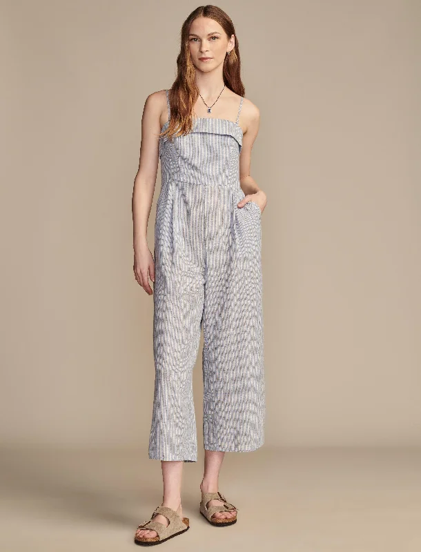 Lucky Brand Women's Strapless Linen Overlay Jumpsuit