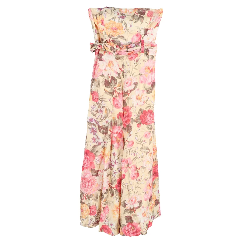 Zimmermann Honour Strapless Jumpsuit In Floral-Print Linen