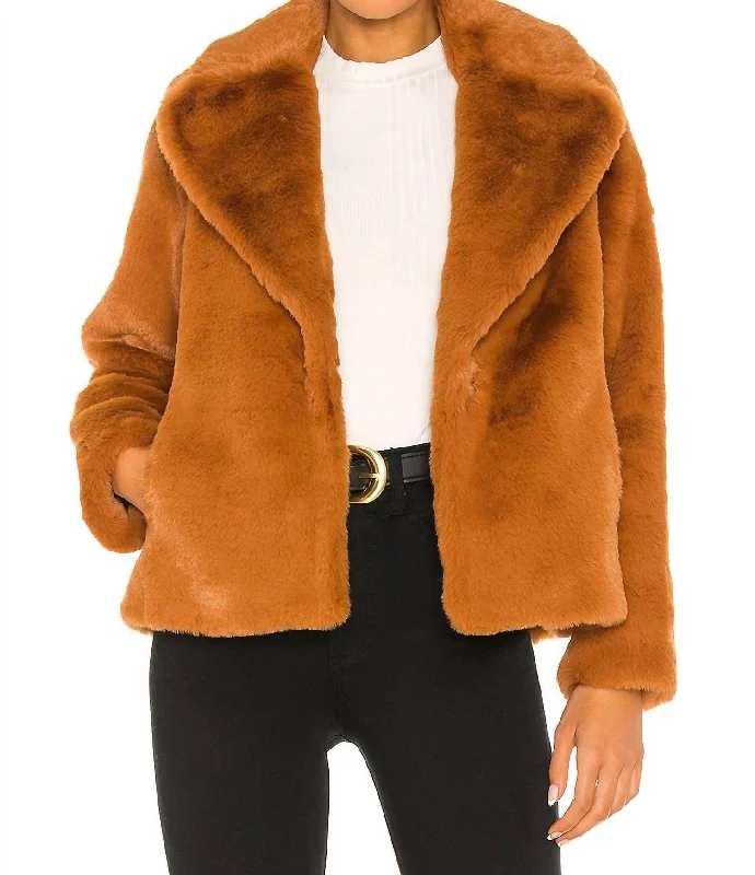 Emanuela Faux Fur Coat In Camel