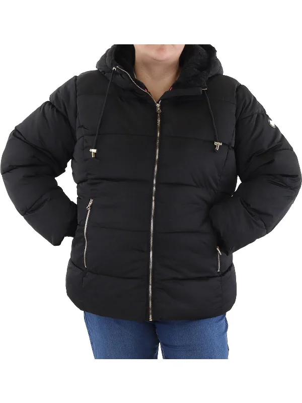 Plus Womens Insulated Faux Fur Lined Puffer Jacket