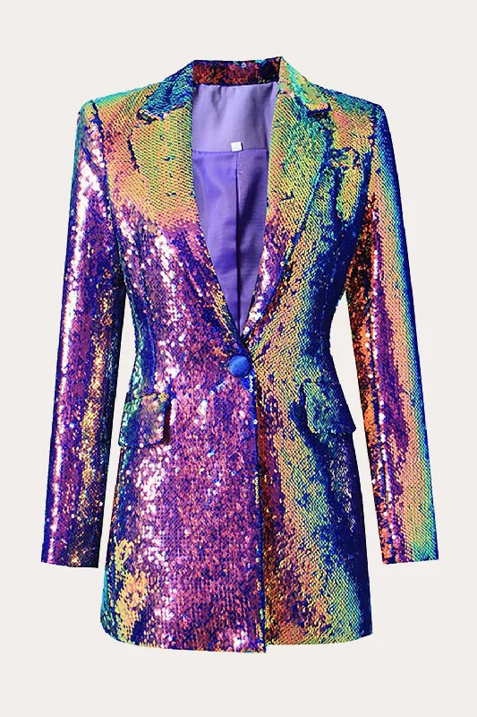 Sparkly Purple Sequins Prom Women Blazer