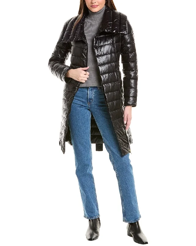 Via Spiga Asymmetrical Belted Puffer Coat