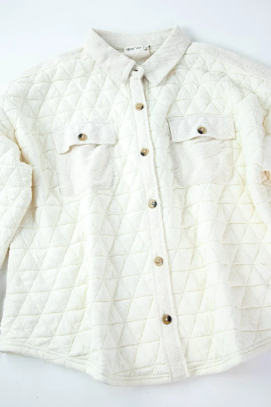 Asha Quilted Shacket, Cream | Extended Sizes