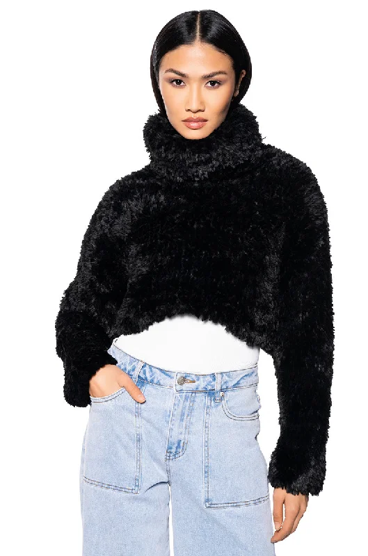 ME OR YOU FUZZY CROPPED TURTLENECK SWEATER