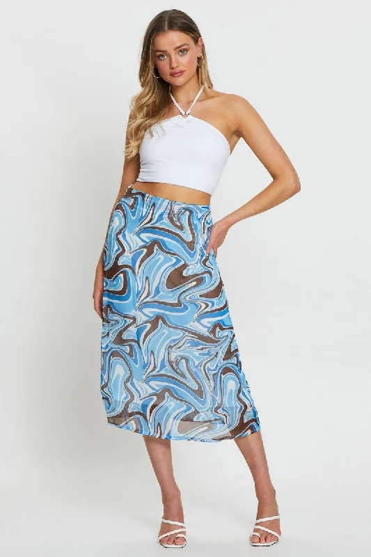 Print Midi Skirt Relaxed