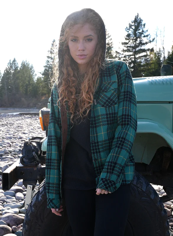 WOMEN'S HOODED FOREVER FLANNEL - GREEN