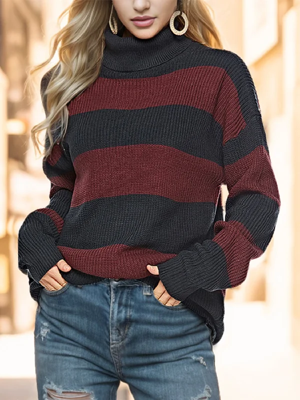 Cozy striped turtleneck sweater