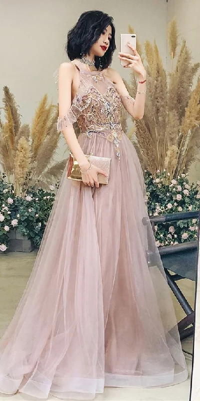 Step into style with our women’s clothing collection   halter beaded champagne long formal dress party dress prom dress 2021    cg19738
