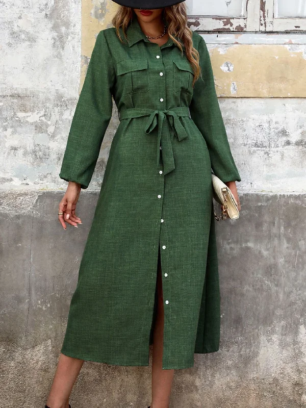 Modern fashion pieces designed for all women Perfee Collared Neck Long Sleeve Midi Shirt Dress Modern fashion pieces designed for all women Perfee Collared Neck Long Sleeve Midi Shirt Dress