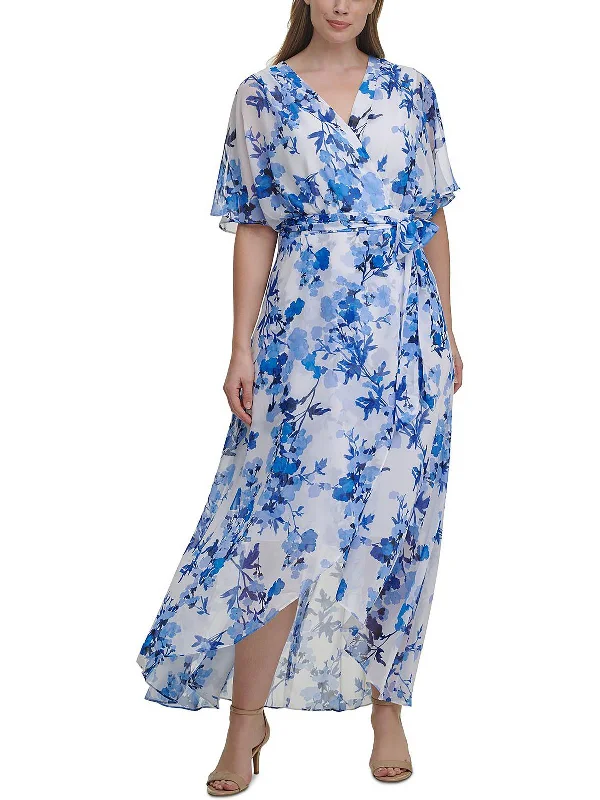 Bold and sophisticated looks for every woman   Plus Womens Faux Wrap Long Maxi Dress