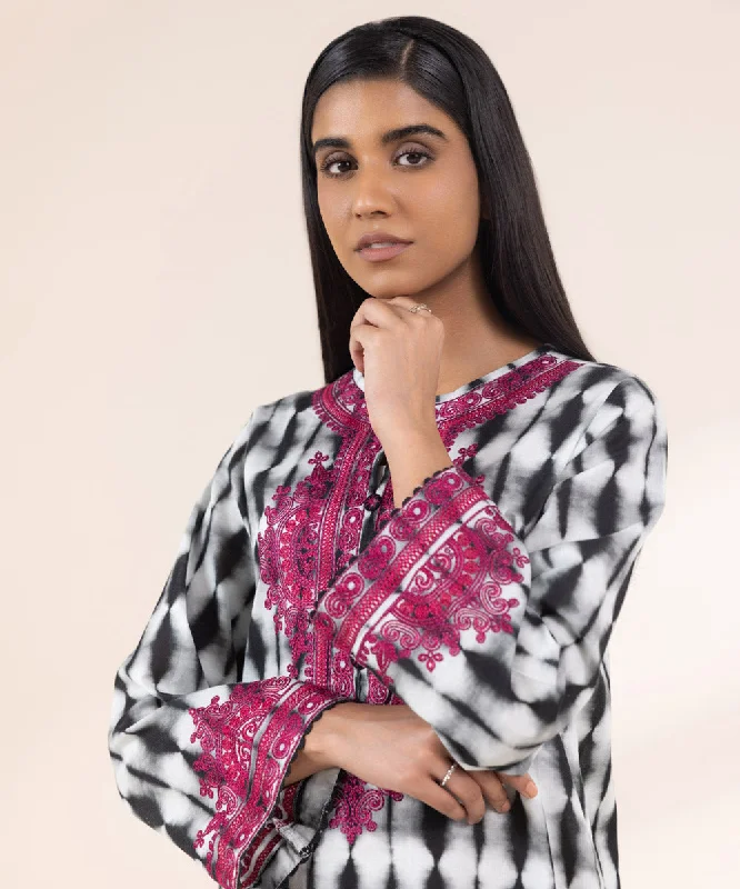 Curated collections of sophisticated women’s wear   Embroidered Khaddar Shirt